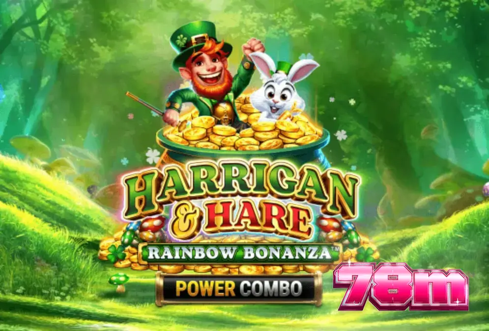 O duende Harrigan e seu coelho em um cenário de colinas irlandesas vibrantes