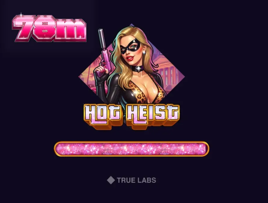 Interface neon do jogo Hot Heist com elementos de assalto